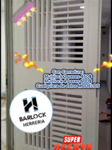 Reja de seguridad multilock Oferta en todos los Modelos Viene con la cerradura multilock de 2 pases la pequeña. Viene con su manilla decorativa original de ella misma tambien tenemos cerradura Bancarias de 4 pases.... Para mayor atención y respuesta inmediata nos puede contactar vía WhatsApp o vía telefónica al 04143971322 El costo incluye instalación pintura y transporte El pago es solo en divisa en fisico... Siempre y cuando sea en Caracas y sea medida estándar.. Nos adaptamos al marco que ten