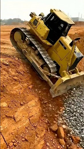 Powerful Bulldozer Fills Trench with Gravel! 🚧 Heavy Equipment Action