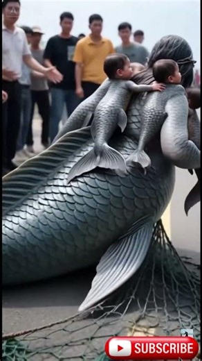 Gorgeous mother Mermaid with adorable baby girls #mermaid #aivideo #funnyvideo #shorts