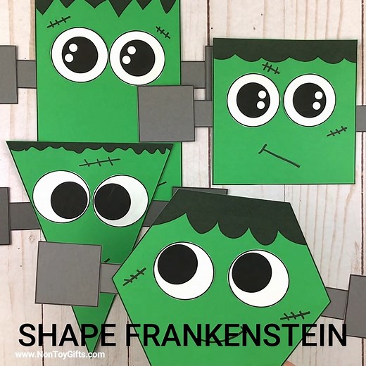 SHAPE FRANKENSTEIN CRAFT Find the Frankenstein template here: https://nontoygifts.com/frankenstein-shape-craft/ | Easy kids crafts and activities - Non-Toy Gifts