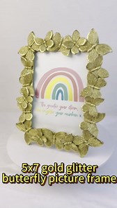4x6 Antique Gold Butterfly Picture Frame 4 x 6 Glitter Photo Frames with Inspirational Quotes for Tabletop Display and Wall Mount