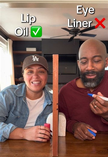 Lying Challenge: Eye Liner vs Lip Oil — Couple Reaction Game