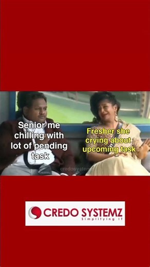 Senior vs Fresher Office Life 😂 | IT Workload Reality Check | Credo Systemz Training #shorts #office