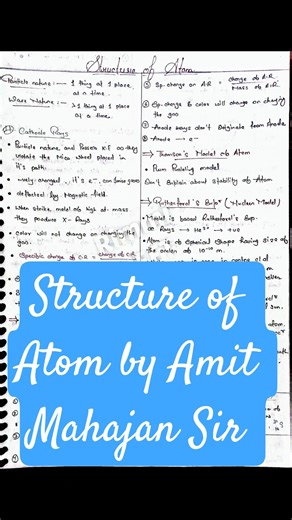 “Structure of Atom ✨ | Physical Chemistry Notes • NEET | Amit Mahajan Sir | Millionaire Vibes 🎶” #yt