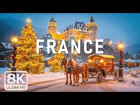 France 8K | Winter Alpine Villages, Snowy Mountains & Serene Countryside with Relaxing Piano Music