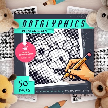 Dotglyphics Chibi Animals: 50 Coloring Pages (PDF Worksheets)