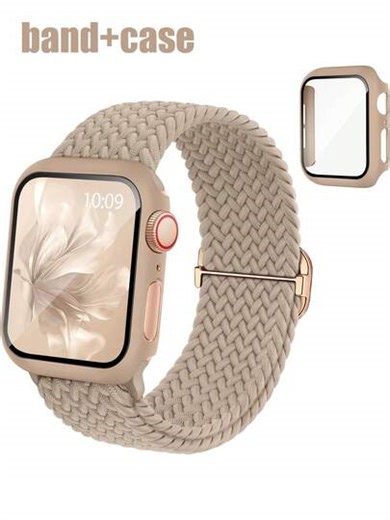 2in1 Compatible With Apple Watch Bands And Cases Of 40mm, 41mm, 42mm, 44mm, 45mm, 46mm, And 49mm Sizes. Elastic, Breathable, And Comfortable Sports Woven Nylon Band; Shock-Resistant And Scratch-Resistant Hard PC Case With Tempered Glass Screen Protector; 2-In-1 Case Compatible With Apple Watch Ultra/11/10/9/8/7/6/5/4/SE Models; Men's And Women's Watch Bands And Cases Available; Easy To Wear And Responsive Touch. | SHEIN