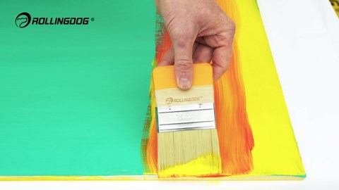 ROLLINGDOG 4 Inch Flat Paddle Paint Brush - Wide Flat Brush with Short Handle for Oil, Water Color, Acrylic Paints