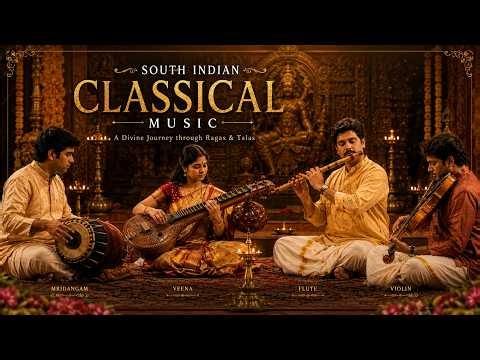 South Indian Classical Music 🎶 Divine Carnatic Concert Veena, Flute, Violin & Mridangam