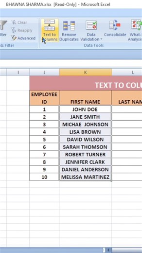 Text to Column Command in data tab #computer #onlinecourse #techshorts #computereducation