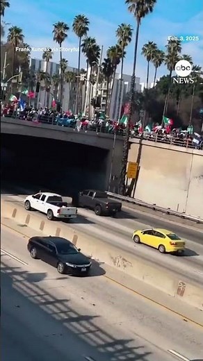 Hundreds march along the Los Angeles freeways to protest ICE, Trump immigration policies