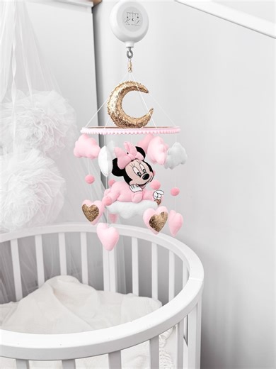 Mobile pour bébé Minnie Mouse, jouet personnalisé en feutre pour berceau - Etsy France