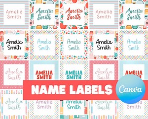 Editable School Name Labels: DIY Canva Template (digital Download) - Etsy UK