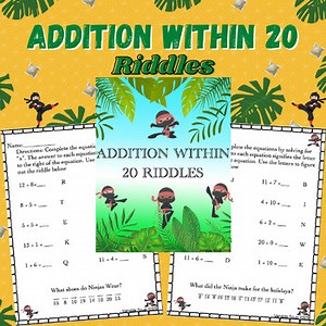 Addition within 20 Riddles Activity | 1st & 2nd Grade Math Fluency Worksheets