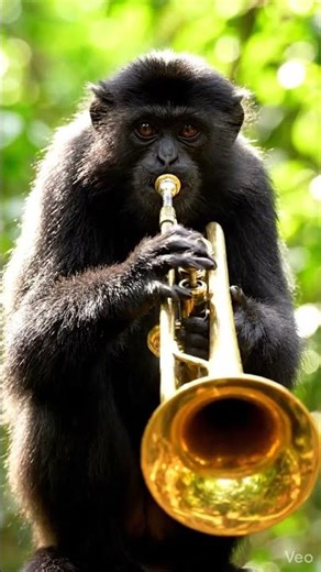 This Monkey Playing a Trumpet Is Way Too Cute 😂🐒🎺 #CuteMonkey #FunnyAnimals #MonkeyVideo