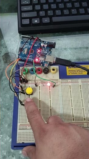 CIRCUIT CONTAINS TWO PUSHBUTTONS AND LED USING ARDUINO