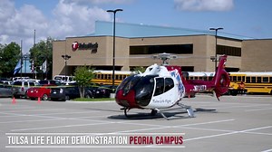 1K views · 44 reactions | Thank you Tulsa Life Flight 3/ Tulsa, who recently landed at Tulsa Tech’s Peoria Campus to chat with EMT and Paramedic students about life-saving techniques used during emergency transport. They also gave tours of the helicopter to children in the daycare lab of the Early Care and Education program. | Tulsa Tech | Facebook