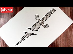 How to draw a sword tattoo || Easy tattoo drawing