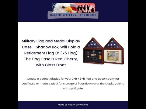 Military Flag and Medal Display Case Shadow Box, Will Hold a Retiarment Flag a 3x5 Flag The Flag