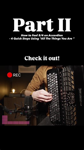 New accordion tutorial video on the channel! In this video, we continue exploring 5/4 using the harmony of All The Things You Are. The concept is the same as in Part 1, but now we focus on feeling beats one and two, and shifting them ahead by an eighth note. #accordion #accordiontutorial #jazzaccordion #fisarmonica #accordionplayer