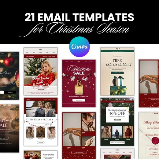 Christmas Email Template Bundle for Canva | Holiday Email Templates | Small Business Marketing | Ready-to-send Christmas Emails - Etsy New Zealand