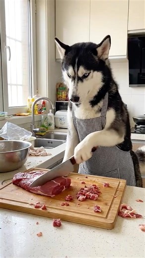 Funny Husky Cooking Like a Chef 😂 | Cute Dog Video #shorts