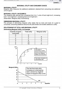 MARGINAL UTILITY AND CONSUMER CHOICEMARGINAL UTILITYMarginal... | Filo
