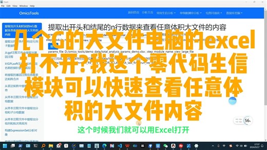 几个G的大文件电脑的excel和记事本打不开？我这个零代码生信模块可以快速查看任意体积的大文件内容