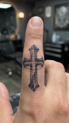 Tiny Cross Finger Tattoo — Simple Meaningful Design