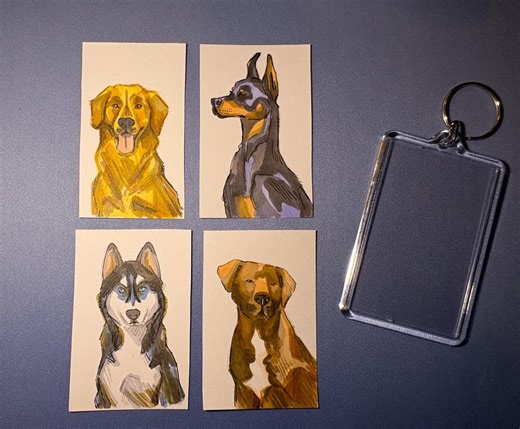 Hand-drawn Customizable Pet Keychains - Various Dog Breeds - Etsy