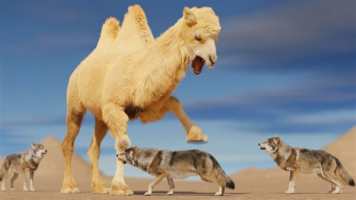 Watch what happens when predators get too close to a camel