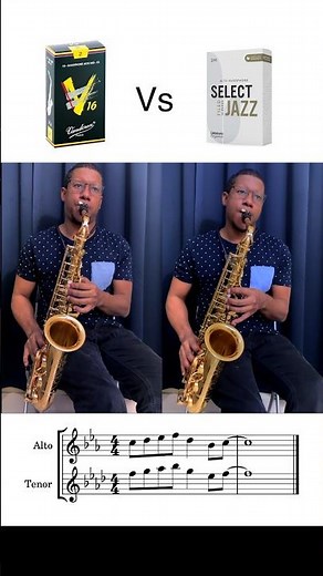 Alto saxophone reeds comparison: Vandoren V16 strength 2 vs D’Addario Select Jazz strength 2 Medium.