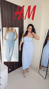 H&M Blue Blouson Midi Dress Review 💙 | Resort & Vacation Outfit #HM #trending #aesthetic #edits