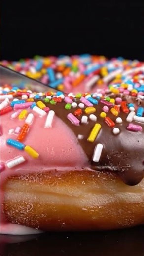 A perfectly shaped ice-cream donut smooth creamy texture and glossy frozen #donuts #shorts #asmr