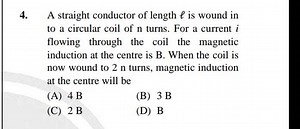 A straight conductor of length ell is wound in to a circular co... | Filo