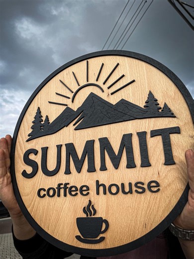 Custom 3D Wood Coffee House Sign, Personalized Cafe Wall Decor, Rustic Business Name Plate