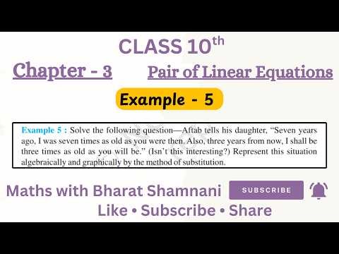 Class 10 Maths Chapter 3 Pair of Linear Equations 📊 | Example 5 Substitution | NCERT 💯