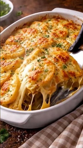 The Ultimate Cheesy Scalloped Potatoes 🥔🧀 Creamy Baked Potato Gratin Recipe #foodreels #easydinner
