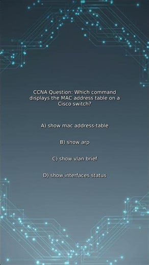 CCNA Quiz: Which command displays the MAC address table on a Cisco switch?