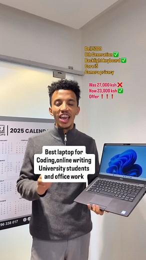 Best laptop for coding office work online writing and university students Dell 5300 Intel core i5 8th generation 8 CPC 13.3 inch screen 8 GB RAM 256 GB SSD Windows 11 pro Office 2021 installed Free laptop bag Free wireless mouse 6 months warranty 23,000 ksh 📍we are located at Nairobi cbd kimathi house along kimathi street opposite sarova Stanley 5th floor shop 503 On Google map https://g.co/kgs/WjJnER4 call 0796338017 #dell #8thgen #laptop #nairobi #kenya | Mr j laptops