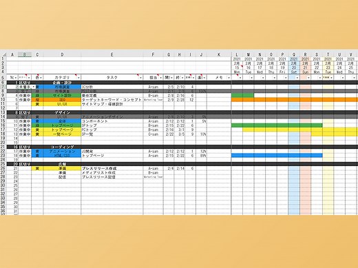 手軽にガントチャートを作成できる無料Excelテンプレート「Simple Gantt」 | 制作全般 | 雑多制作 - Web/動画/紙媒体などの制作所