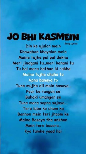 🎤TRY WITH YOUR OWN VOICE JO BHI KASMEIN (UDIT)SONG LYRICS🥀❤️#song#lyrics#songlyrics#ownvoice#fyp#bgm