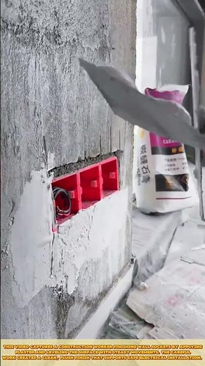 Skilled Worker Plastering Electrical Box Opening for Clean Wall Finish