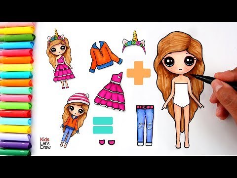 How to make CLOTHES for Cute DOLLS of Paper - Drawings to Crop #1