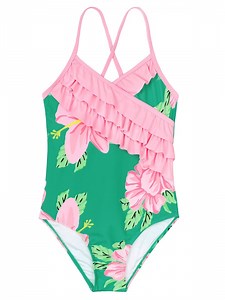 Zando Girls Bathing Suit 2-9 Years Ruffle One Piece Swimsuit for Toddler Kids Adjustable Crossback Quick Dry Swimwear for Summer Beach Wear UPF 50