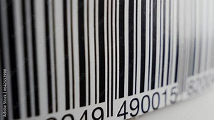 Barcode scanning with laser reader, extreme close-up