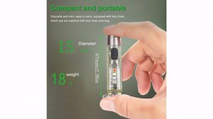 S11 Mini LED Flashlight, Portable USB Rechargeable Keychain Flashlight with Glow in The Dark and 400LM Brightness, for Camping Dog Walking Outdoor Activities (Transparent White)