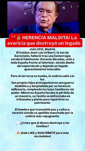 💔 HERENCIA MALDITA: La Guerra de la Familia Uribarri 💰 #youtubeshorts #noticias