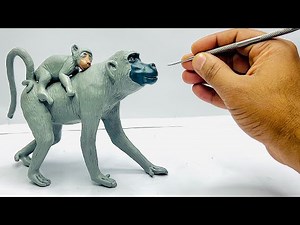 Clay Sculpting: I made A Baboon with Clay easy ,wildlife sculpture art,clay modelling,Clay craft,