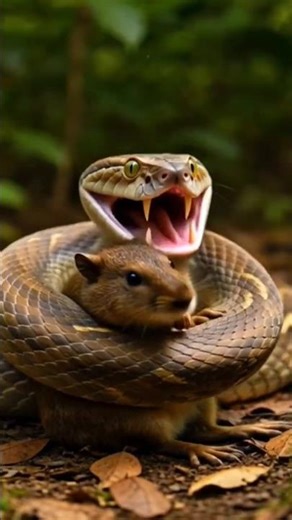 snake eats mouse